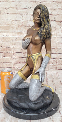 Hot Cast Bronze Erotic Sexy Nude Girl in Lingerie Signed Numbered Original Art by Collett