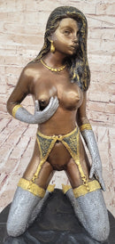Hot Cast Bronze Erotic Sexy Nude Girl in Lingerie Signed Numbered Original Art by Collett