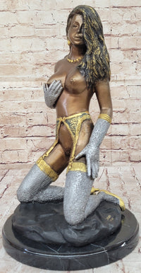 Hot Cast Bronze Erotic Sexy Nude Girl in Lingerie Signed Numbered Original Art by Collett
