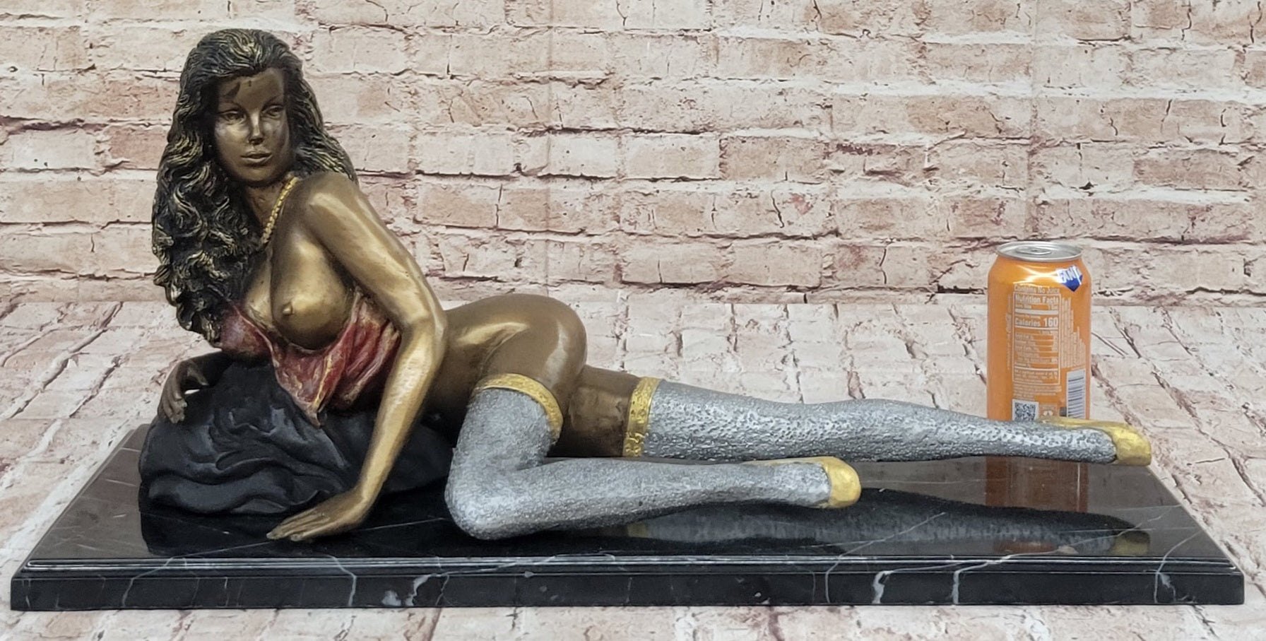 Hot Cast Bronze Sexy Nude Bronze Girl in Stocking & Lingerie Original Signed Art