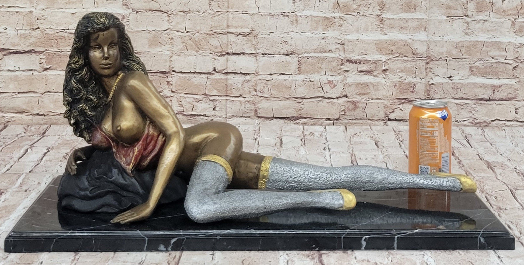 Hot Cast Bronze Sexy Nude Bronze Girl in Stocking & Lingerie Original Signed Art