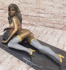 Hot Cast Bronze Sexy Nude Bronze Girl in Stocking & Lingerie Original Signed Art