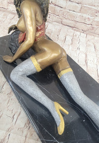 Hot Cast Bronze Sexy Nude Bronze Girl in Stocking & Lingerie Original Signed Art