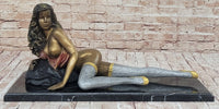 Hot Cast Bronze Sexy Nude Bronze Girl in Stocking & Lingerie Original Signed Art