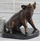 Bronze Cute Pig Sculpture after PJ Mene 8.5" x 10"