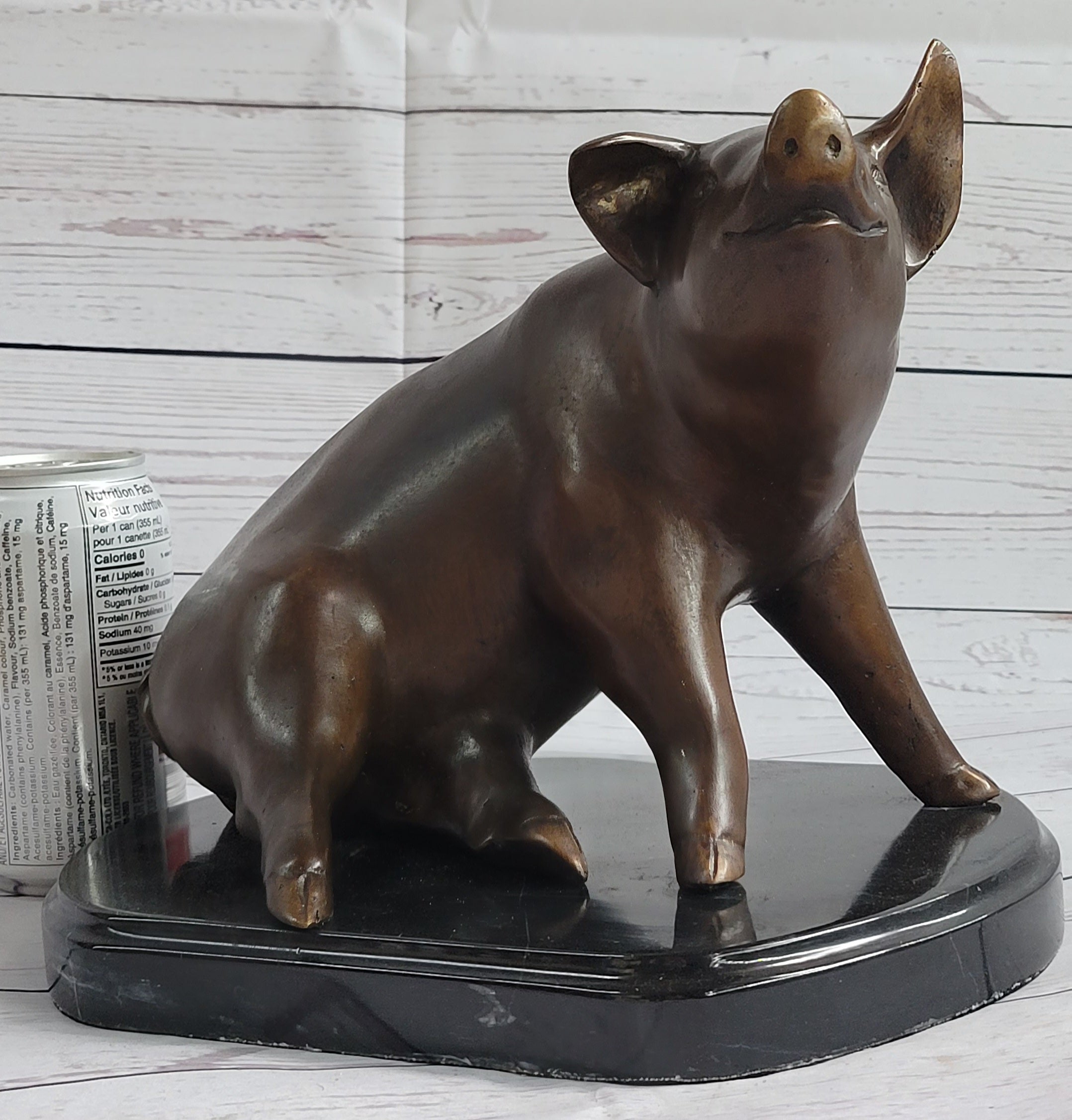 Bronze Cute Pig Sculpture after PJ Mene 8.5" x 10"