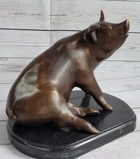 Bronze Cute Pig Sculpture after PJ Mene 8.5" x 10"