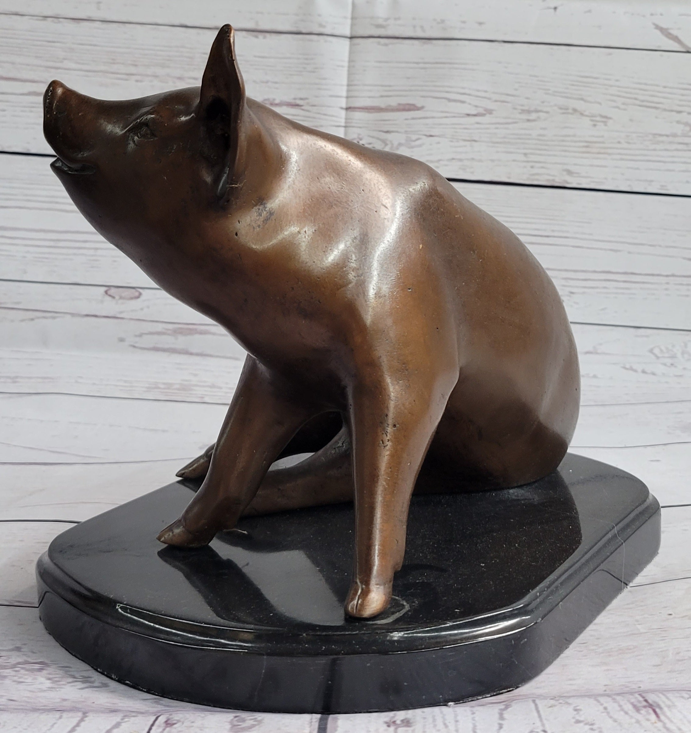 Bronze Cute Pig Sculpture after PJ Mene 8.5" x 10"