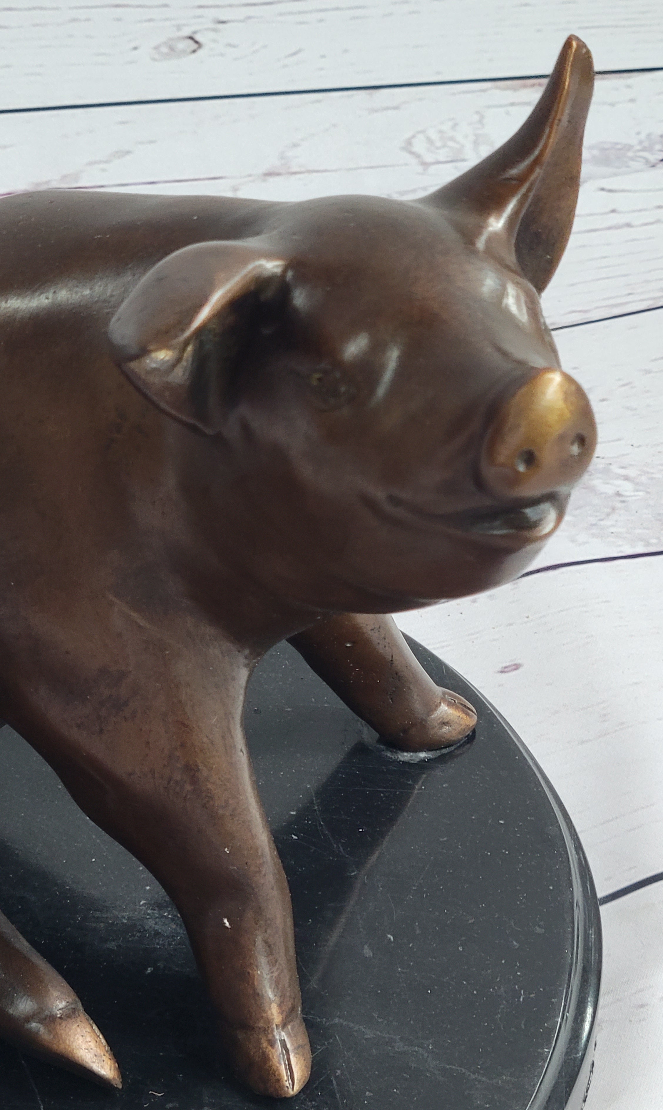 Bronze Cute Pig Sculpture after PJ Mene 8.5" x 10"