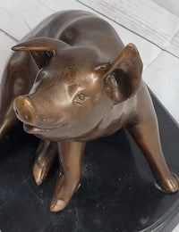 Bronze Cute Pig Sculpture after PJ Mene 8.5" x 10"