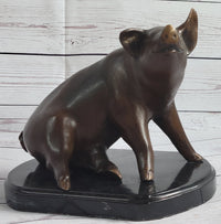 Bronze Cute Pig Sculpture after PJ Mene 8.5" x 10"