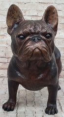 French Bulldog Puppy Bronze Sculpture Figure Signed Art