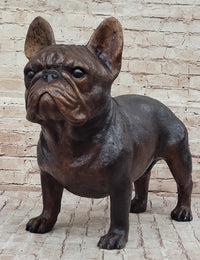 French Bulldog Puppy Bronze Sculpture Figure Signed Art