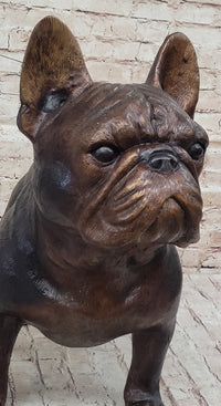 French Bulldog Puppy Bronze Sculpture Figure Signed Art