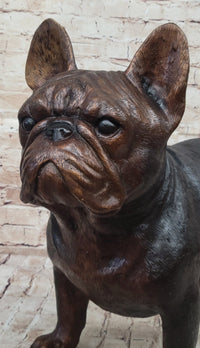 French Bulldog Puppy Bronze Sculpture Figure Signed Art