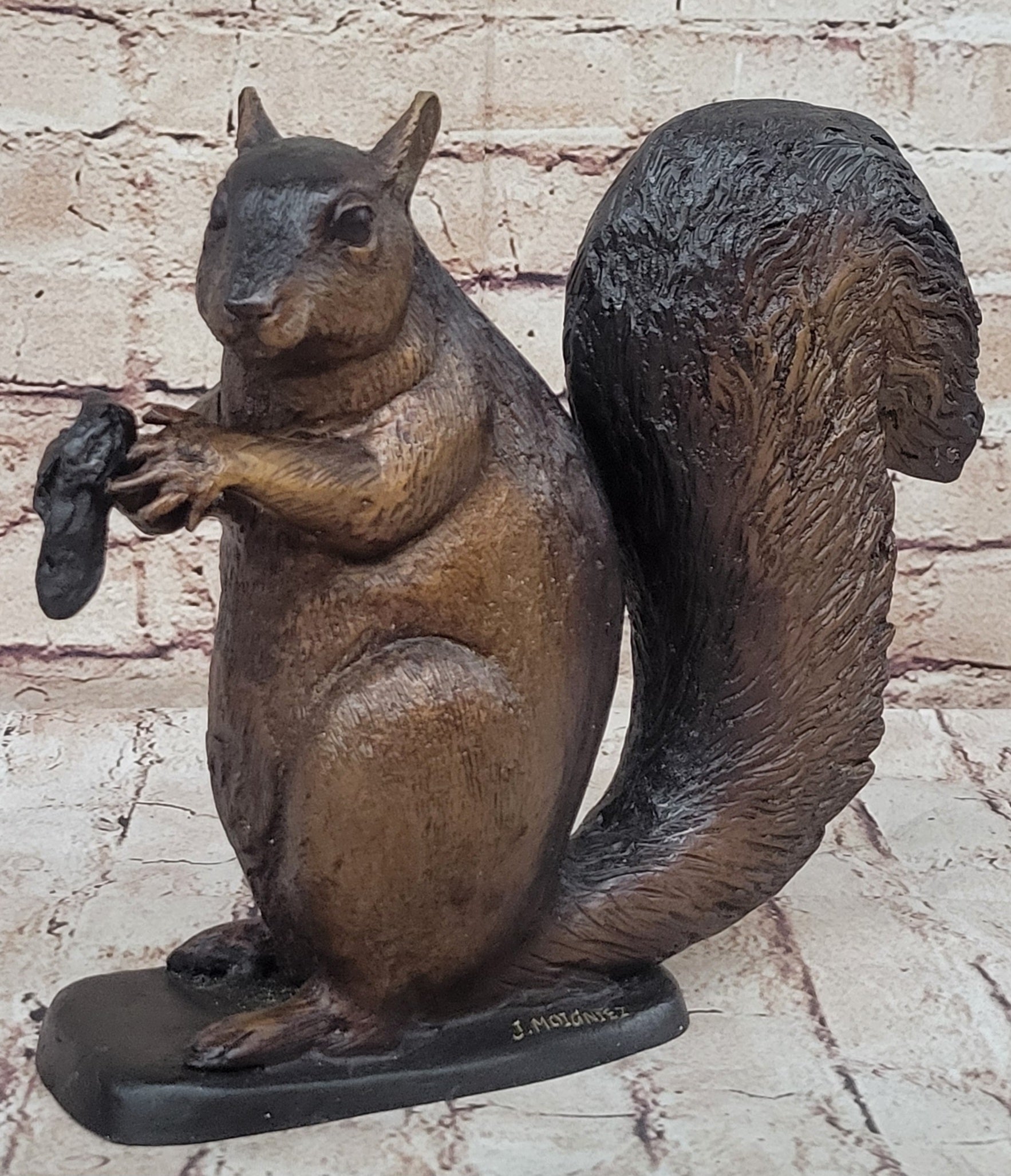 Bronze Metal Squirrel Sculpture by Moigniez