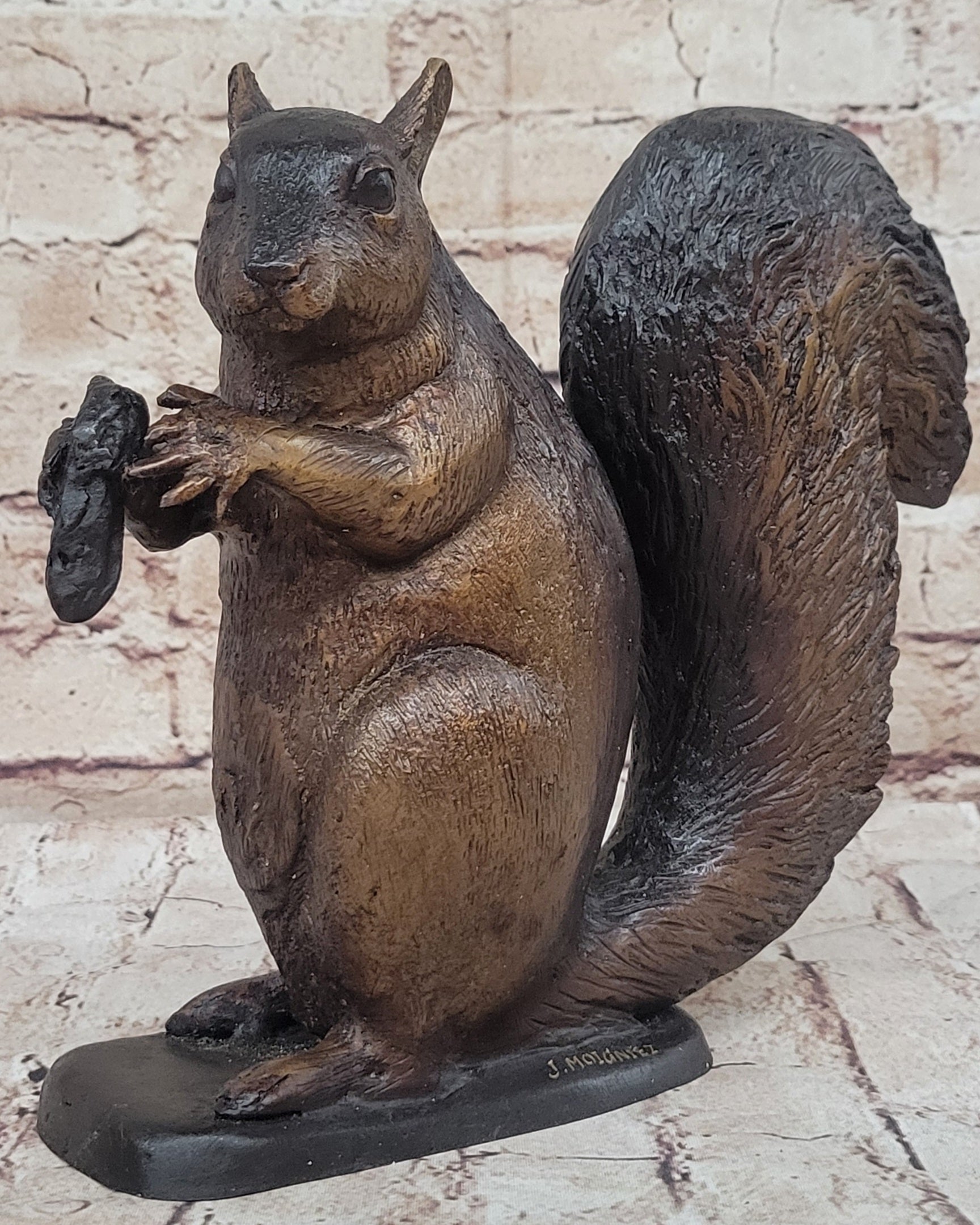 Bronze Metal Squirrel Sculpture by Moigniez