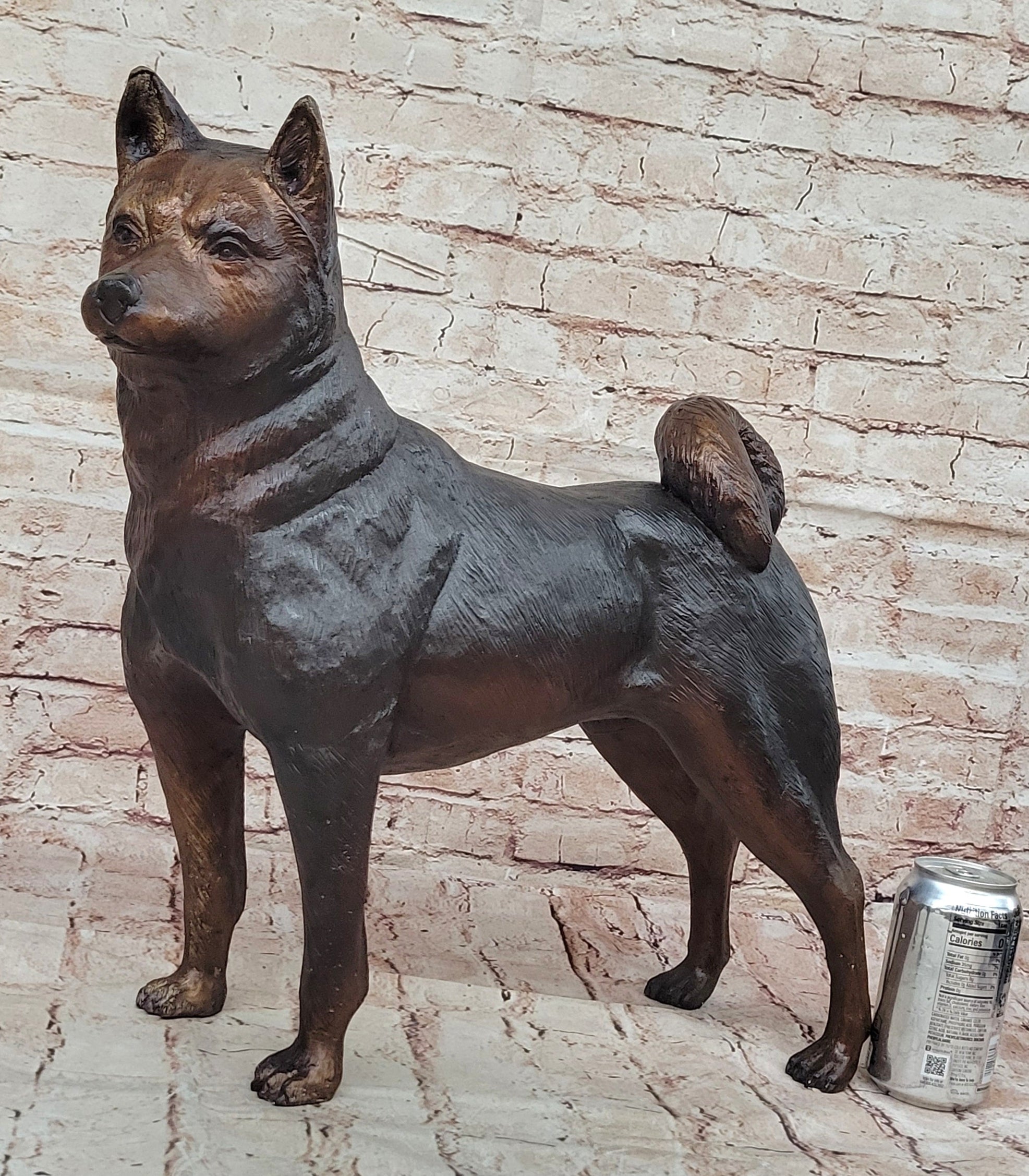 Shiba Inu Puppy Dog Bronze Sculpture Collectible Art