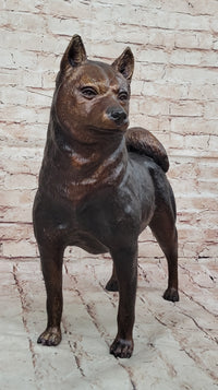 Shiba Inu Puppy Dog Bronze Sculpture Collectible Art