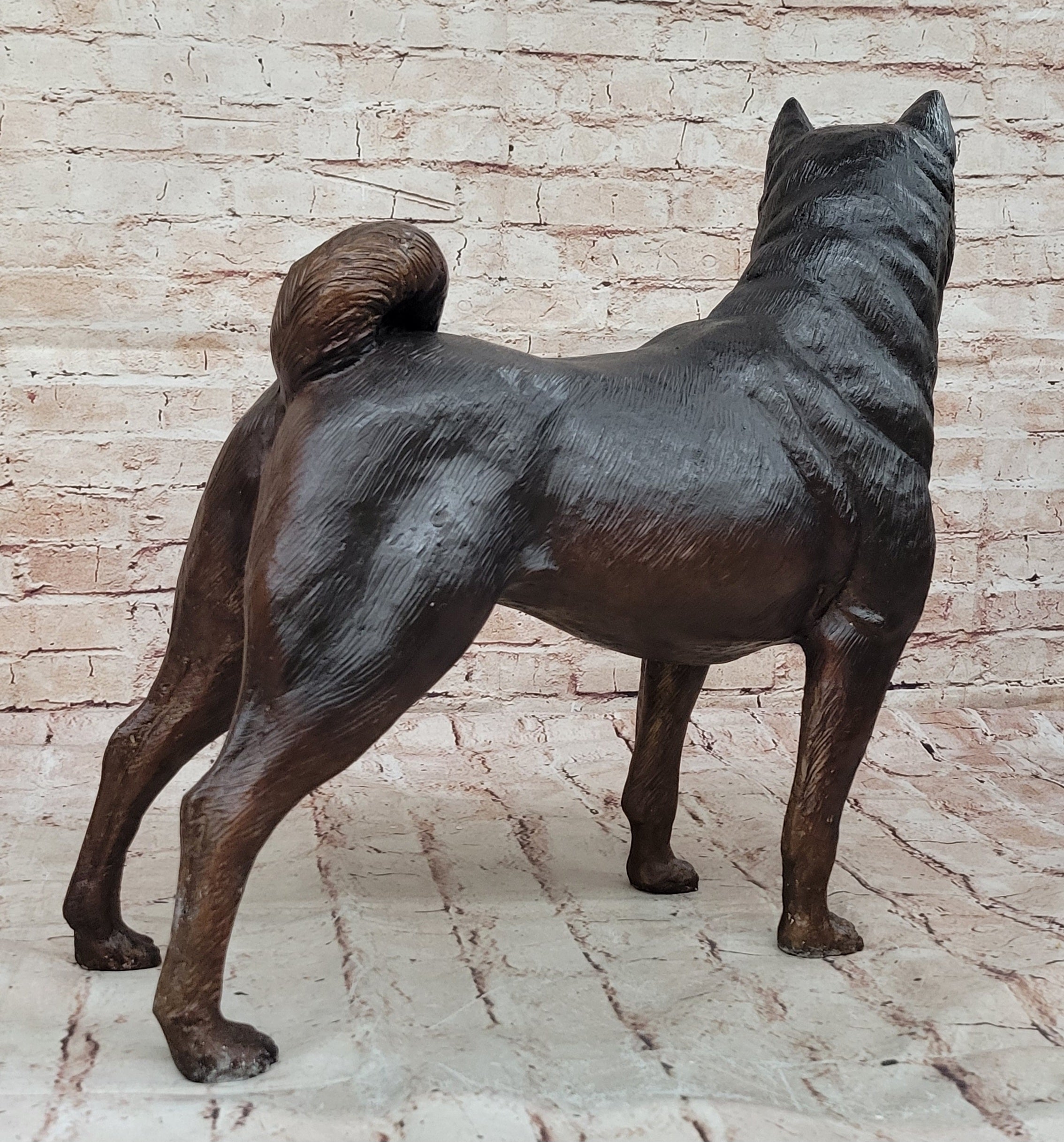 Shiba Inu Puppy Dog Bronze Sculpture Collectible Art