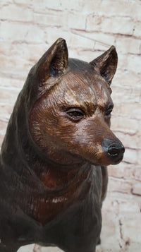 Shiba Inu Puppy Dog Bronze Sculpture Collectible Art