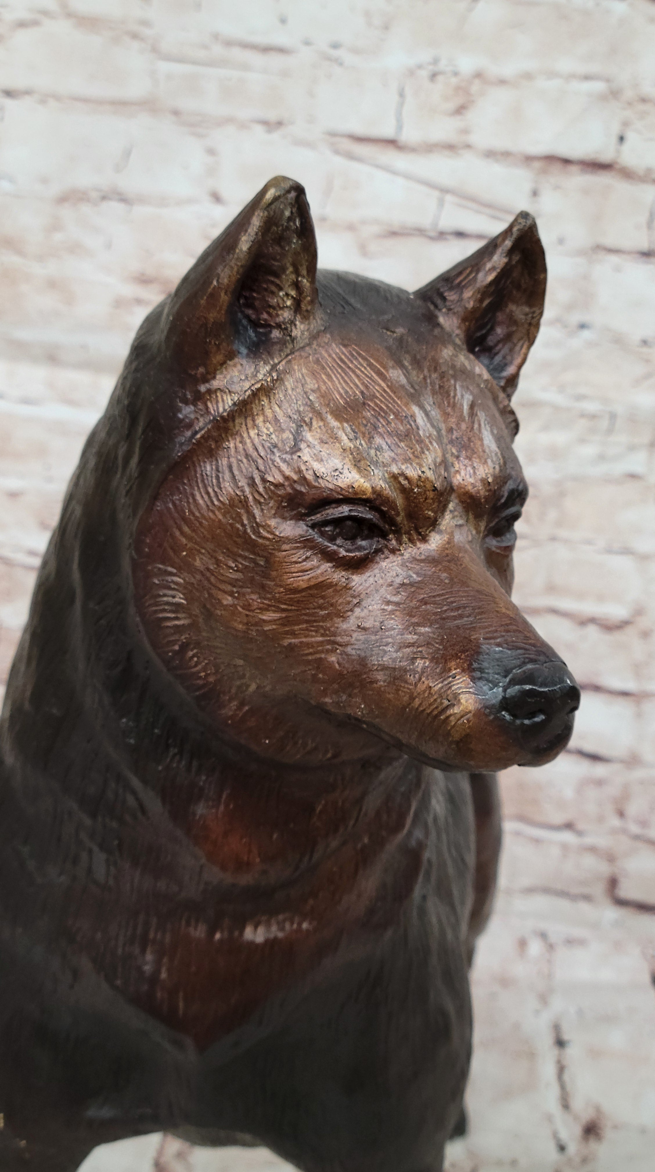 Shiba Inu Puppy Dog Bronze Sculpture Collectible Art
