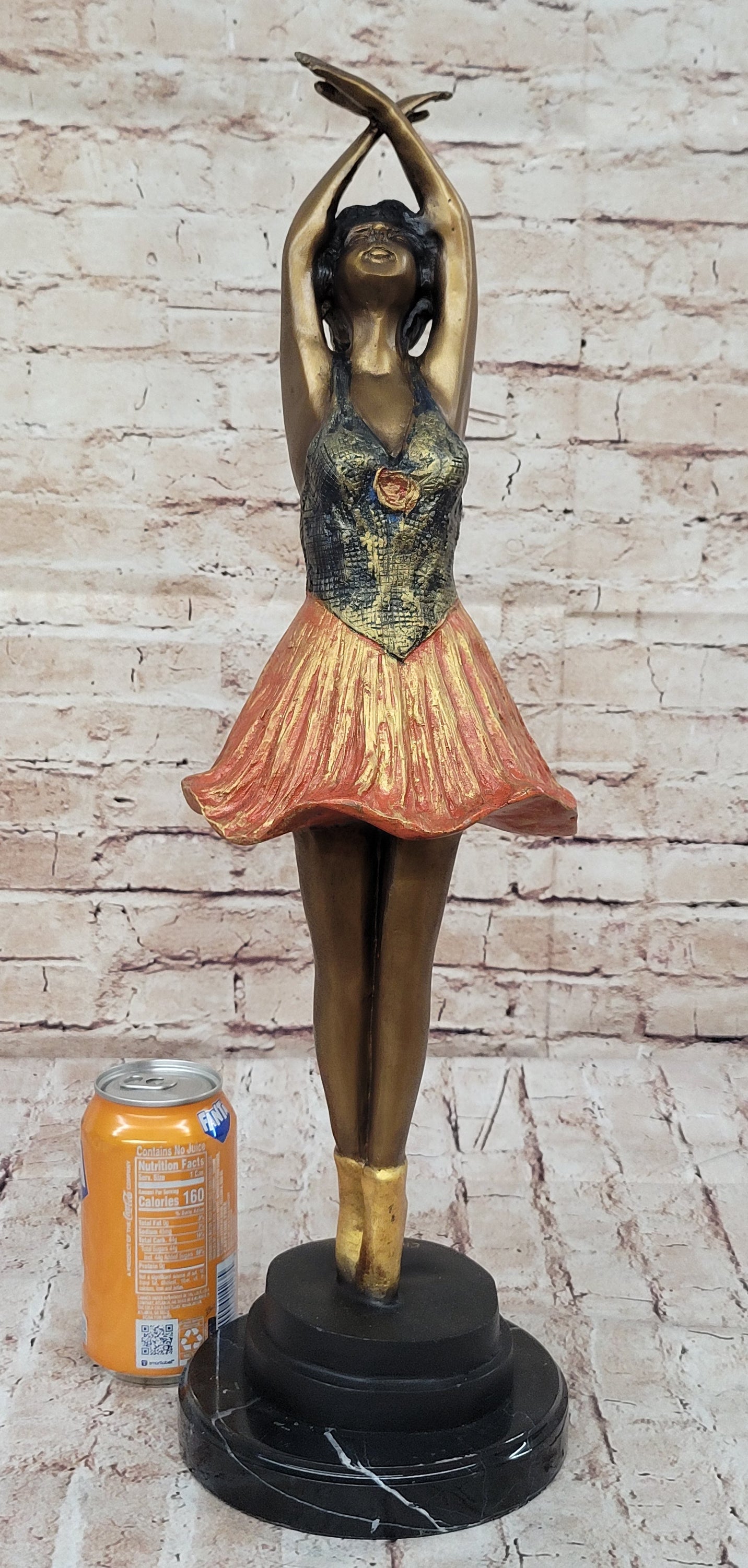 Ballerina Ballet Dancer Bronze Sculpture 21" x 6"