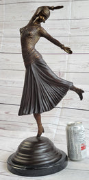 Art Deco Russian Dancer Girl Chiparus Bronze Sculpture Marble Base