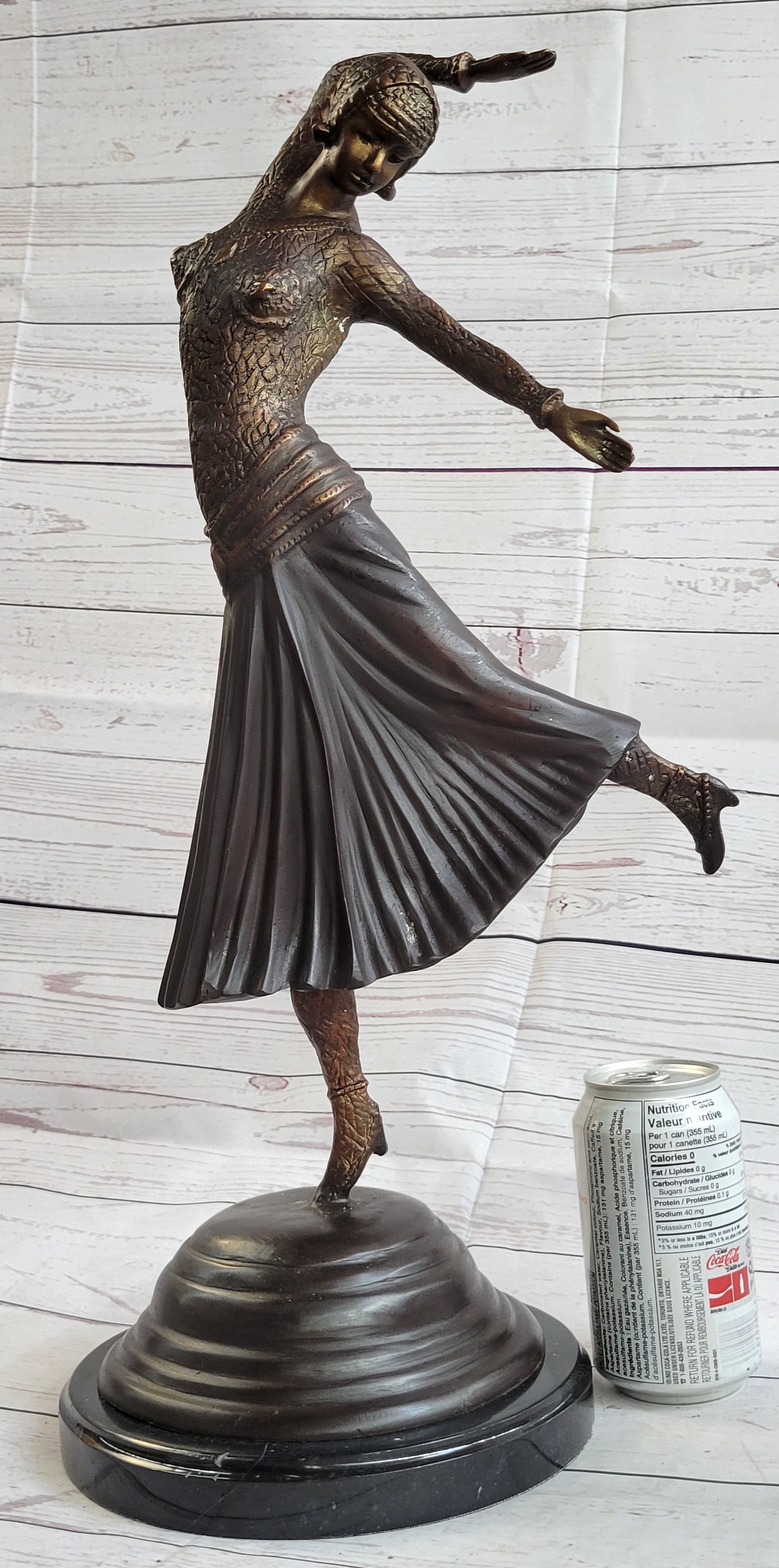Art Deco Russian Dancer Girl Chiparus Bronze Sculpture Marble Base