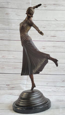 Art Deco Russian Dancer Girl Chiparus Bronze Sculpture Marble Base