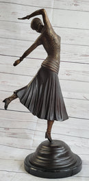 Art Deco Russian Dancer Girl Chiparus Bronze Sculpture Marble Base