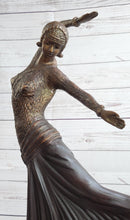Art Deco Russian Dancer Girl Chiparus Bronze Sculpture Marble Base