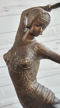 Art Deco Russian Dancer Girl Chiparus Bronze Sculpture Marble Base