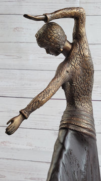 Art Deco Russian Dancer Girl Chiparus Bronze Sculpture Marble Base