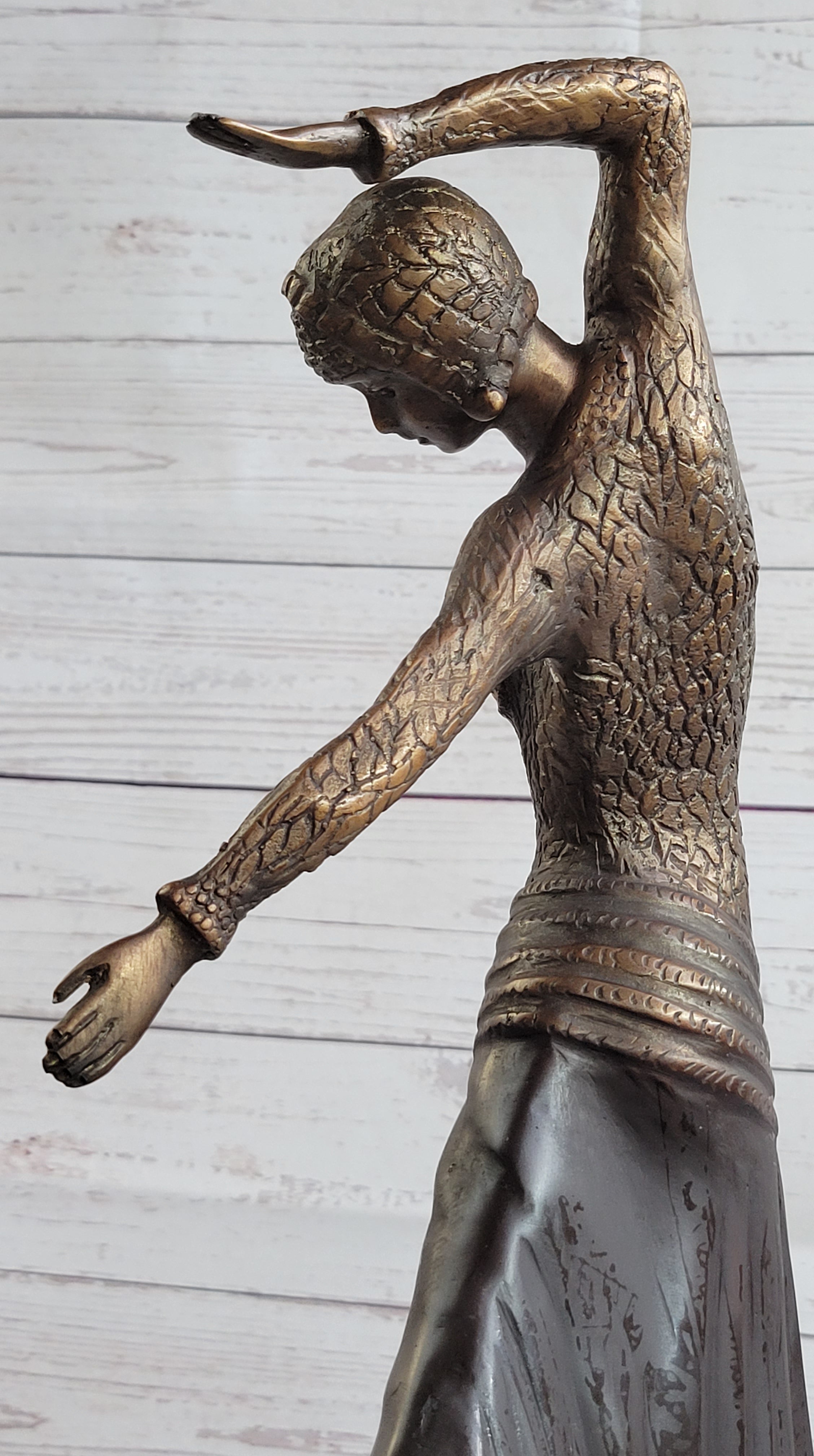 Art Deco Russian Dancer Girl Chiparus Bronze Sculpture Marble Base