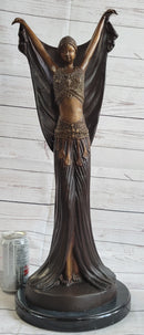 Art Deco Chiparus Russian Dancer Girl with Veil Bronze Sculpture