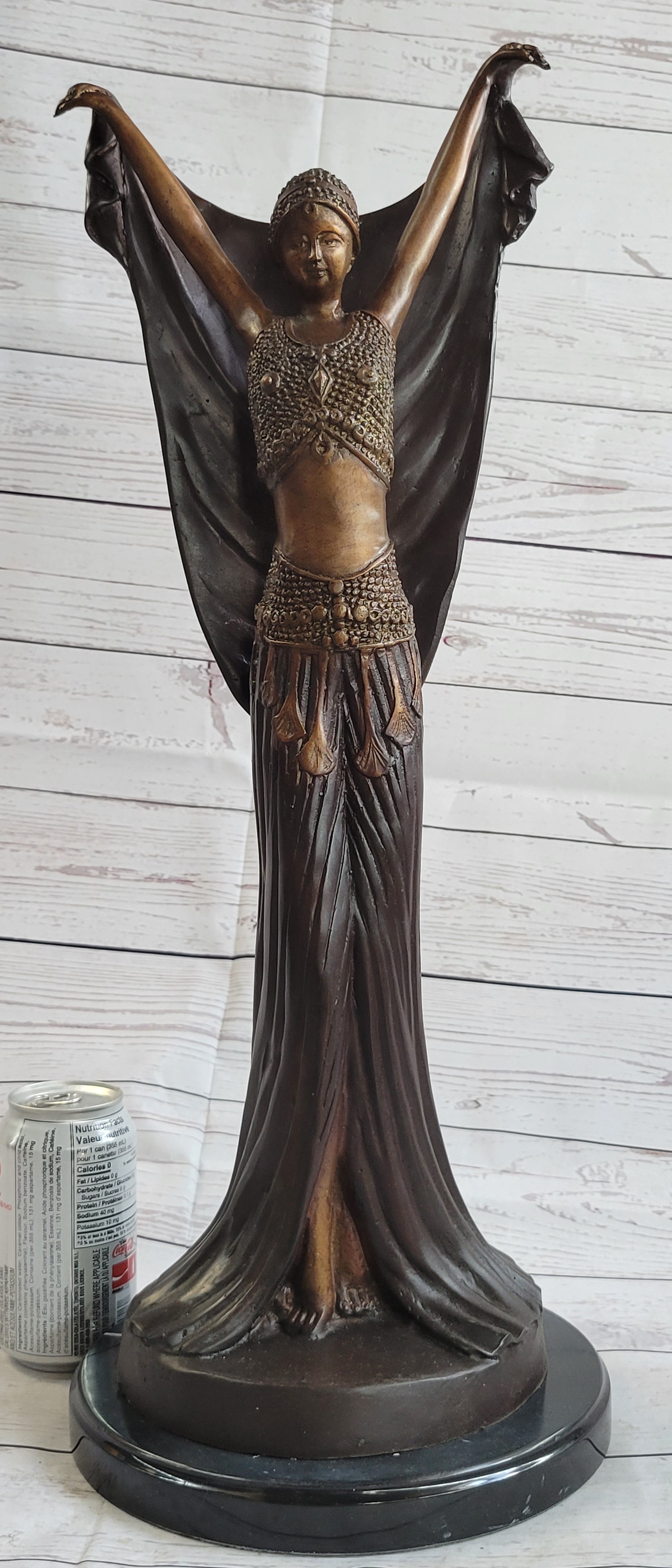 Art Deco Chiparus Russian Dancer Girl with Veil Bronze Sculpture