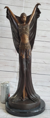 Art Deco Chiparus Russian Dancer Girl with Veil Bronze Sculpture