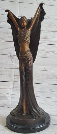 Art Deco Chiparus Russian Dancer Girl with Veil Bronze Sculpture