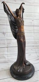 Art Deco Chiparus Russian Dancer Girl with Veil Bronze Sculpture