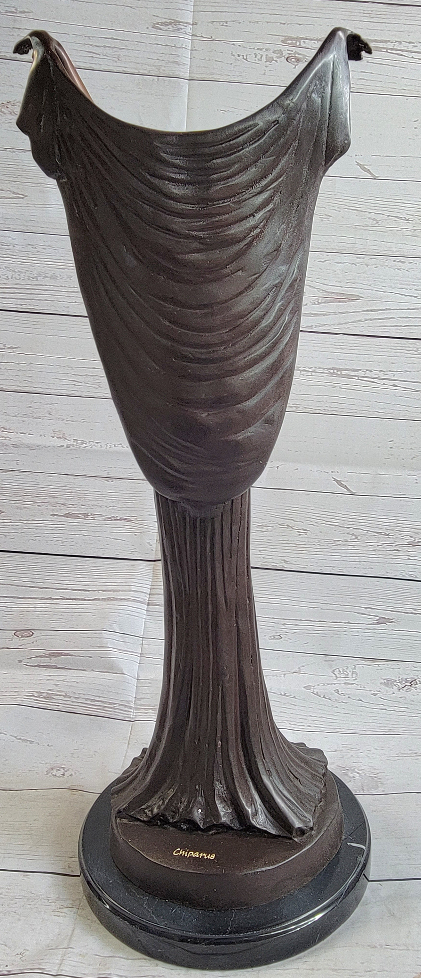 Art Deco Chiparus Russian Dancer Girl with Veil Bronze Sculpture