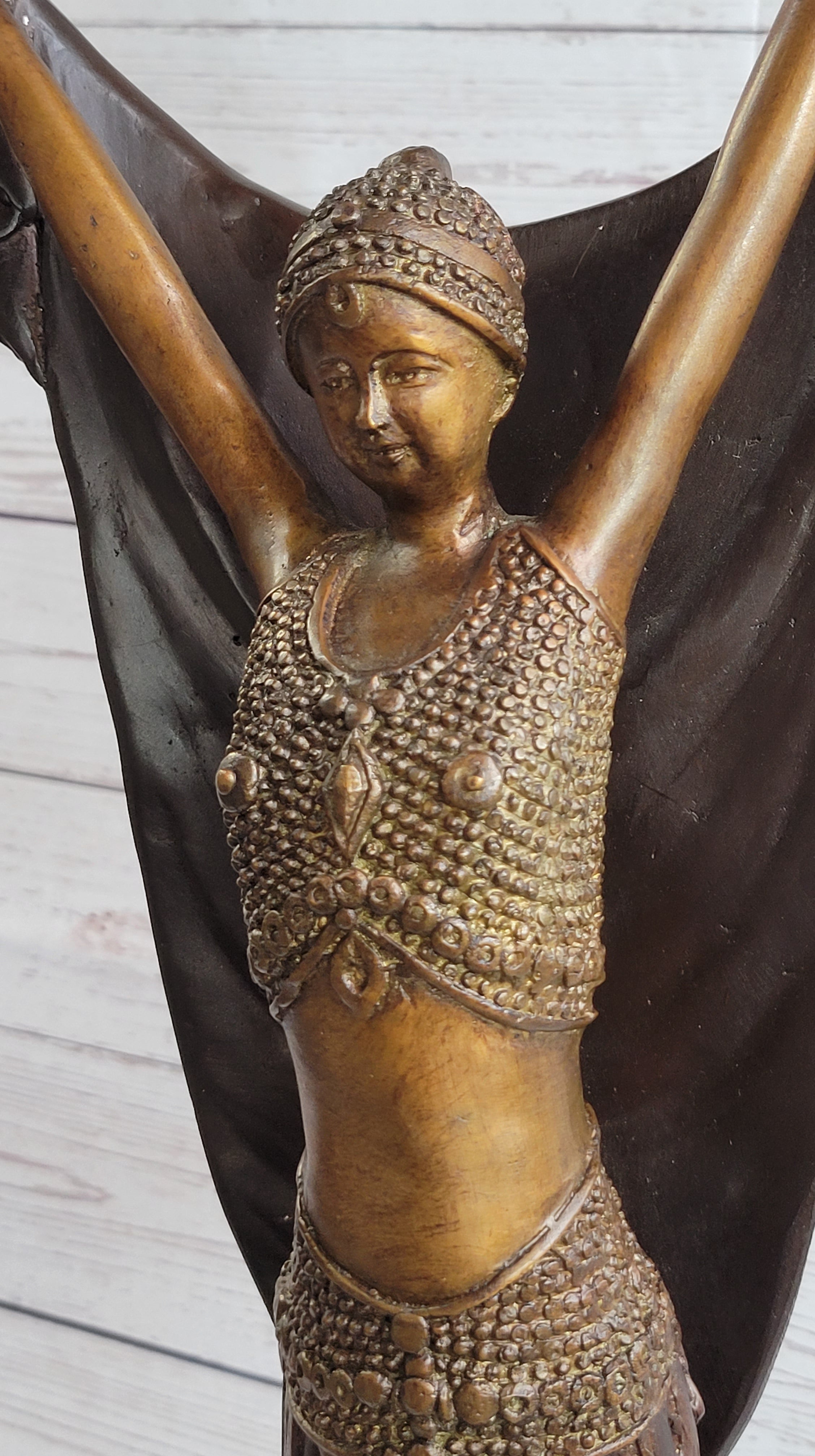 Art Deco Chiparus Russian Dancer Girl with Veil Bronze Sculpture