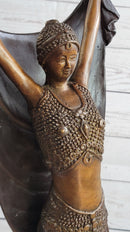 Art Deco Chiparus Russian Dancer Girl with Veil Bronze Sculpture