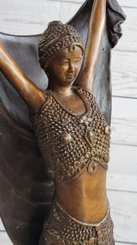 Art Deco Chiparus Russian Dancer Girl with Veil Bronze Sculpture