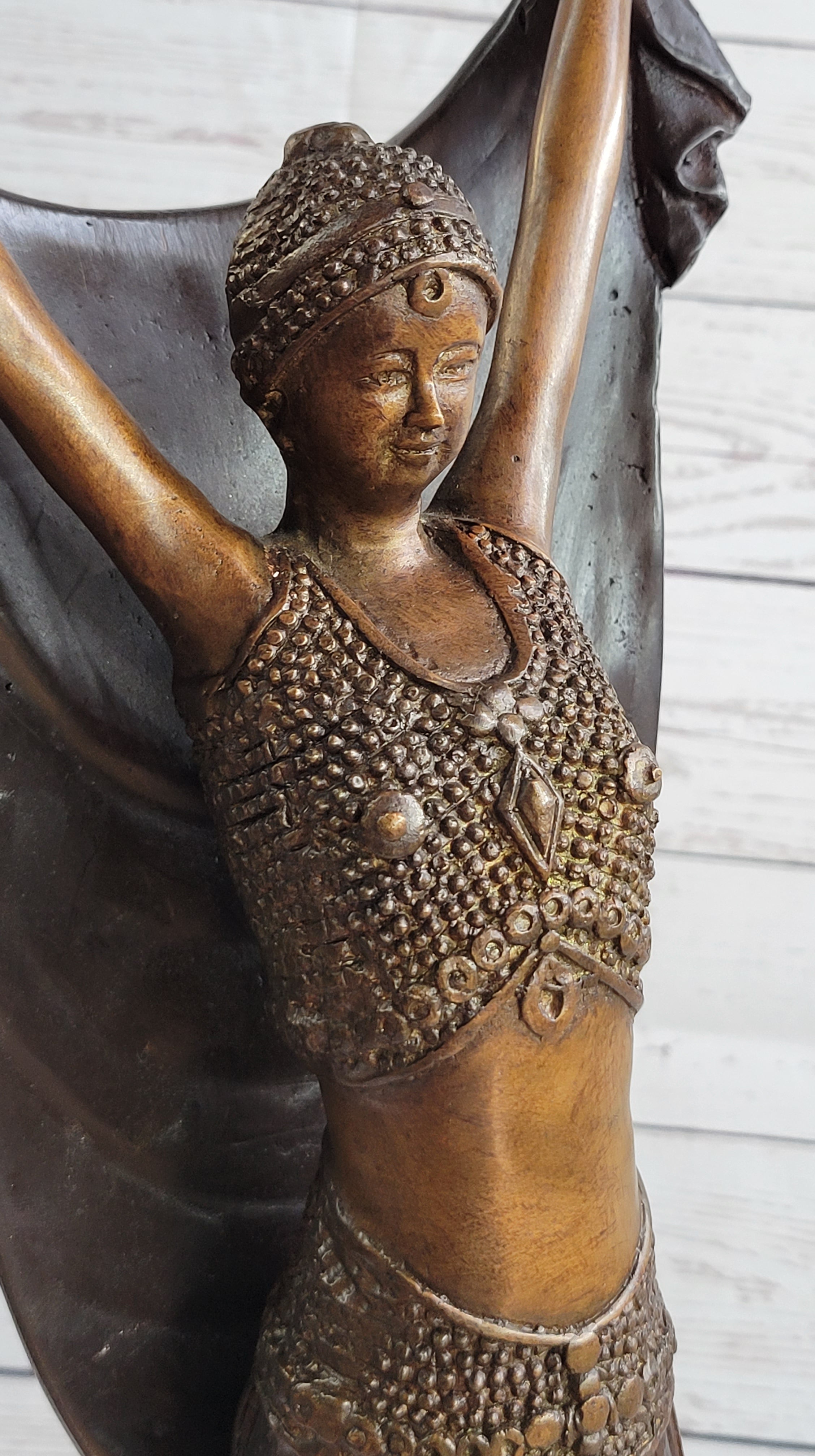Art Deco Chiparus Russian Dancer Girl with Veil Bronze Sculpture