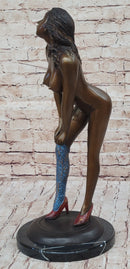 Sexy Nude Female Bronze Figure in High Heels - Signed & Numbered Erotic Art Sculpture