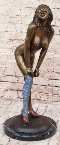 Sexy Nude Female Bronze Figure in High Heels - Signed & Numbered Erotic Art Sculpture