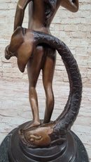 Nude Woman With Fish sea Nymph Bronze Sculpture by Collett Figure
