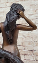 Nude Woman With Fish sea Nymph Bronze Sculpture by Collett Figure