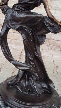 Girl Sitting on the Moon Bronze Sculpture Art Deco 17" x 10"
